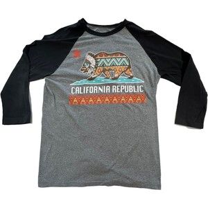 Riot Society Unisex Sz M California Republic Graphic Print Shirt 3/4 Sleeves